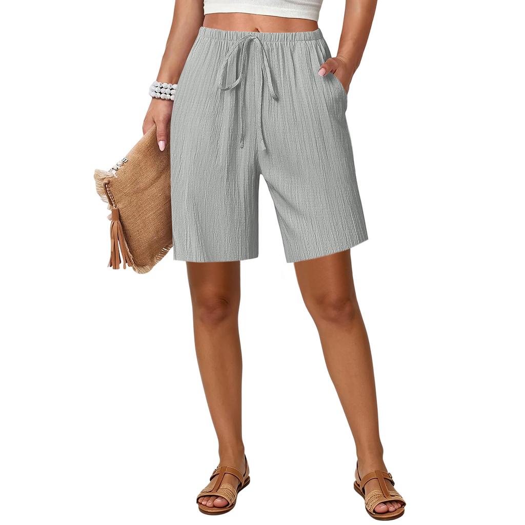 Damen locker gerade Kordelzug Tasche Freizeitshorts