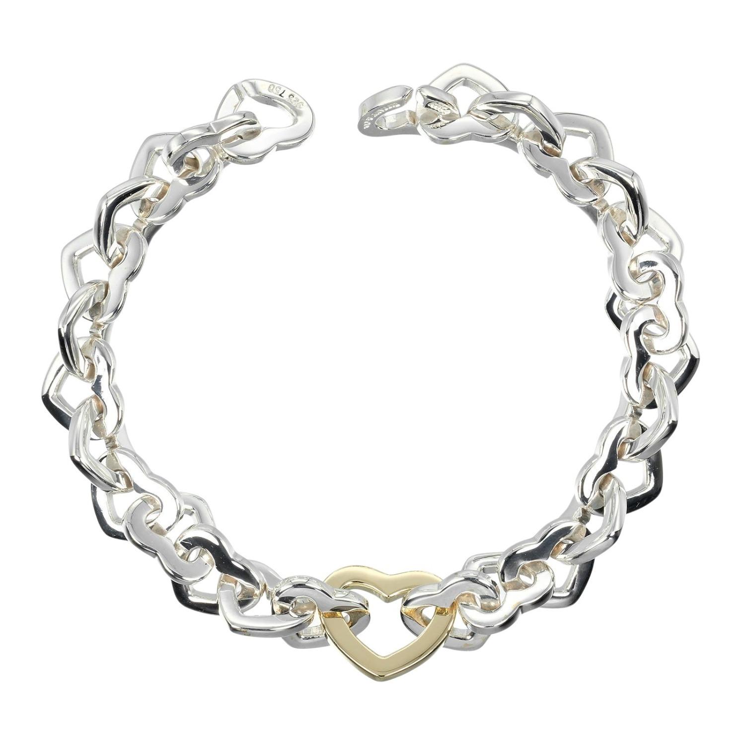 

TIFFANY&Co. Heart link Bracelet Wrist Size6.4 Silver925/K18 yellow gold 33.79g Women Used