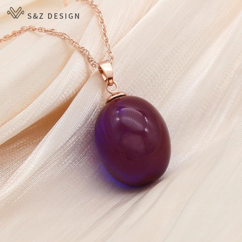 Fashion Colorful Egg Shape Oval Acrylic Beads Pendant Necklace For Women Wedding Party Elegant Fine Jewelry