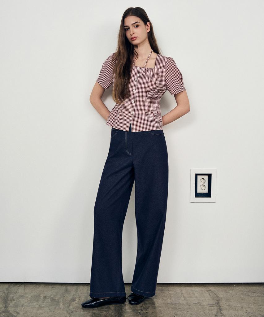 Laneonkyulleoseu Denim-Like Wide Pants_Navy