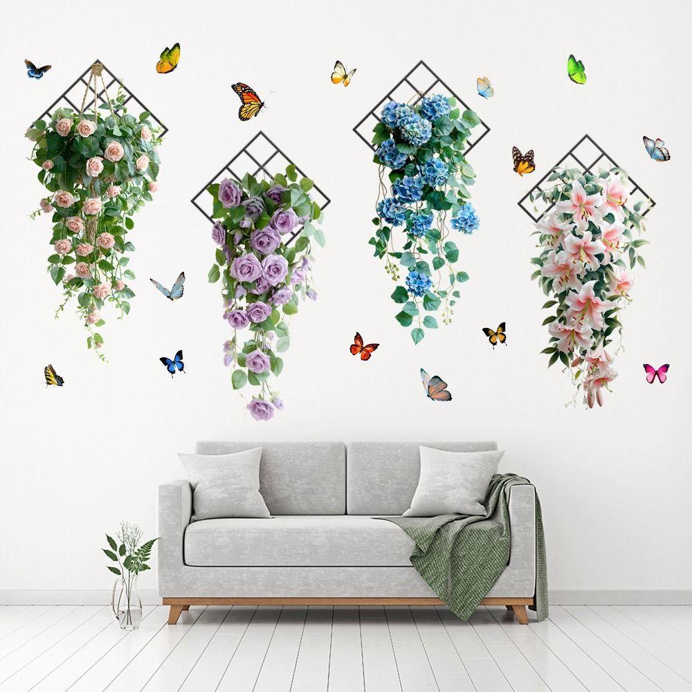 Flower & Butterfly Wall Sticker Multicolor Beautifual Decals Removable Mural Art  Home Decoration