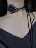 Lolita Camellia Choker Necklace for Women - Dark Clavicle Chain, Maid Style Neckband Collar