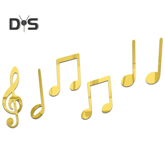 

6 шт., креативная наклейка на стену, трехмерная модная наклейка-фонограмма, музыкальное украшение для стен в классе золотистый