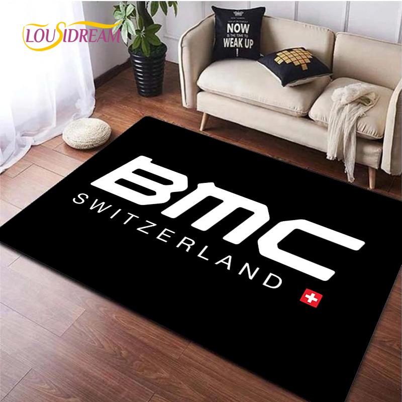 Tappeto con logo di bicicletta per Soggiorno Camera da letto Tappeti Cucina Bambini Porta Tappetino Antiscivolo Regalo di compleanno Oggetti di scena fotografici Alfombra Tappeto