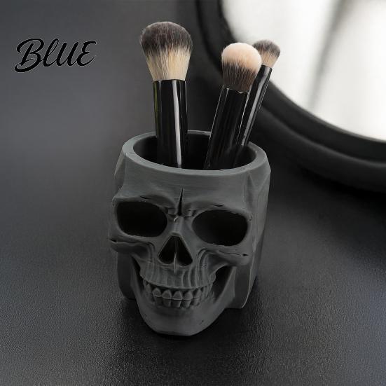 Unique Gothic Stationery Storage Skull Shape Pen Holder Large Capacity Desktop Organizer Matte Holder for Desk Finish PLA Cup Pens And Supplies