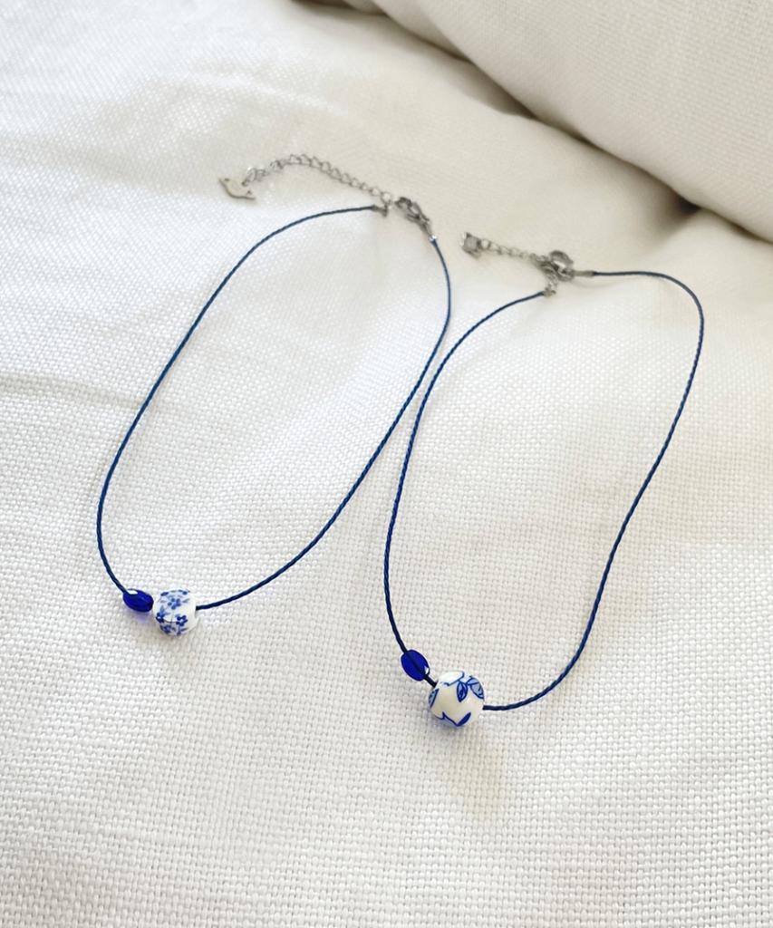 Fantastic Planet Ceramic Blue String Necklace (2Type)