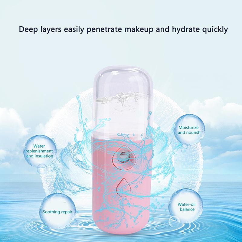 30Ml Mini Nano Mist Facial Sprayer Humidifier Usb Rechargeable Nebulizer Face Moisturizing Beauty Instruments Skin Care Tools