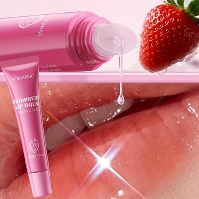 Strawberry Lip Balm with Shea Butter and Vitamin E for Long Lasting Hydration and Moisturizing Dry Lips Care
