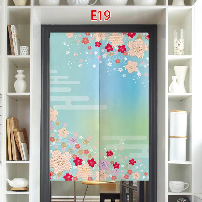 Cortina de Porta Estilo Japonês Algodão Linho Flor de Cerejeira Cortina Entrada da Cozinha Restaurante Decoração Noren Divisória Meia-cortina