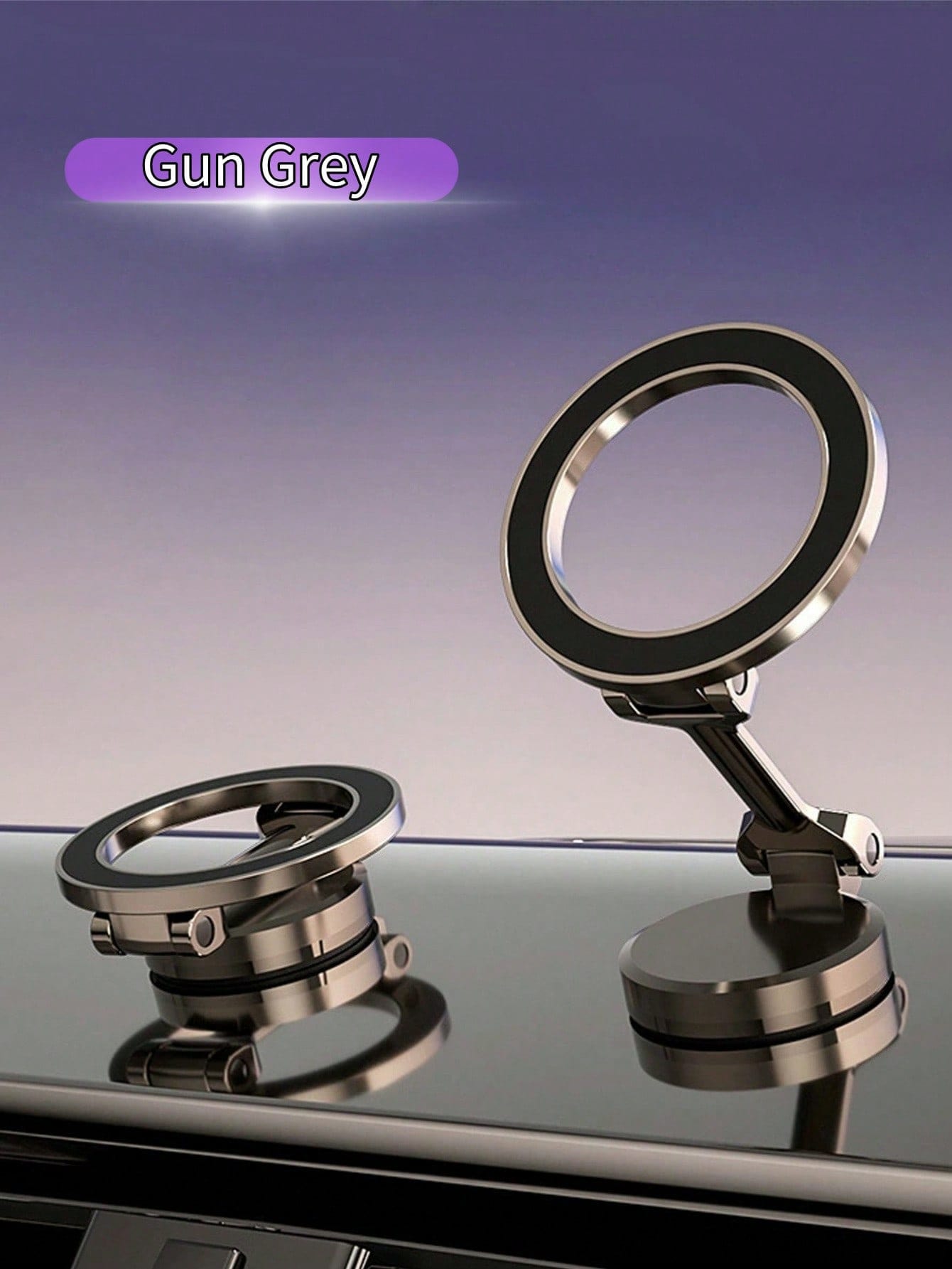 360° Rotating Magnetic Car Phone Holder - Zinc Alloy, Foldable & Compact, Dashboard/Air Vent Mount