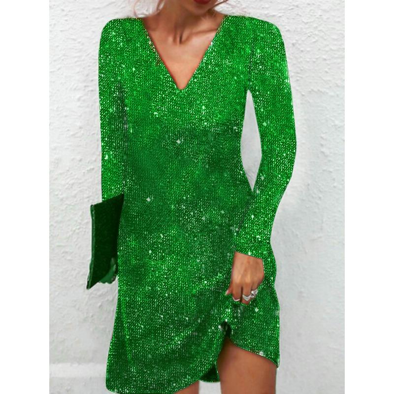 GMXIA Spring and Autumn Fashion Elegant Sexy V-neck Dress