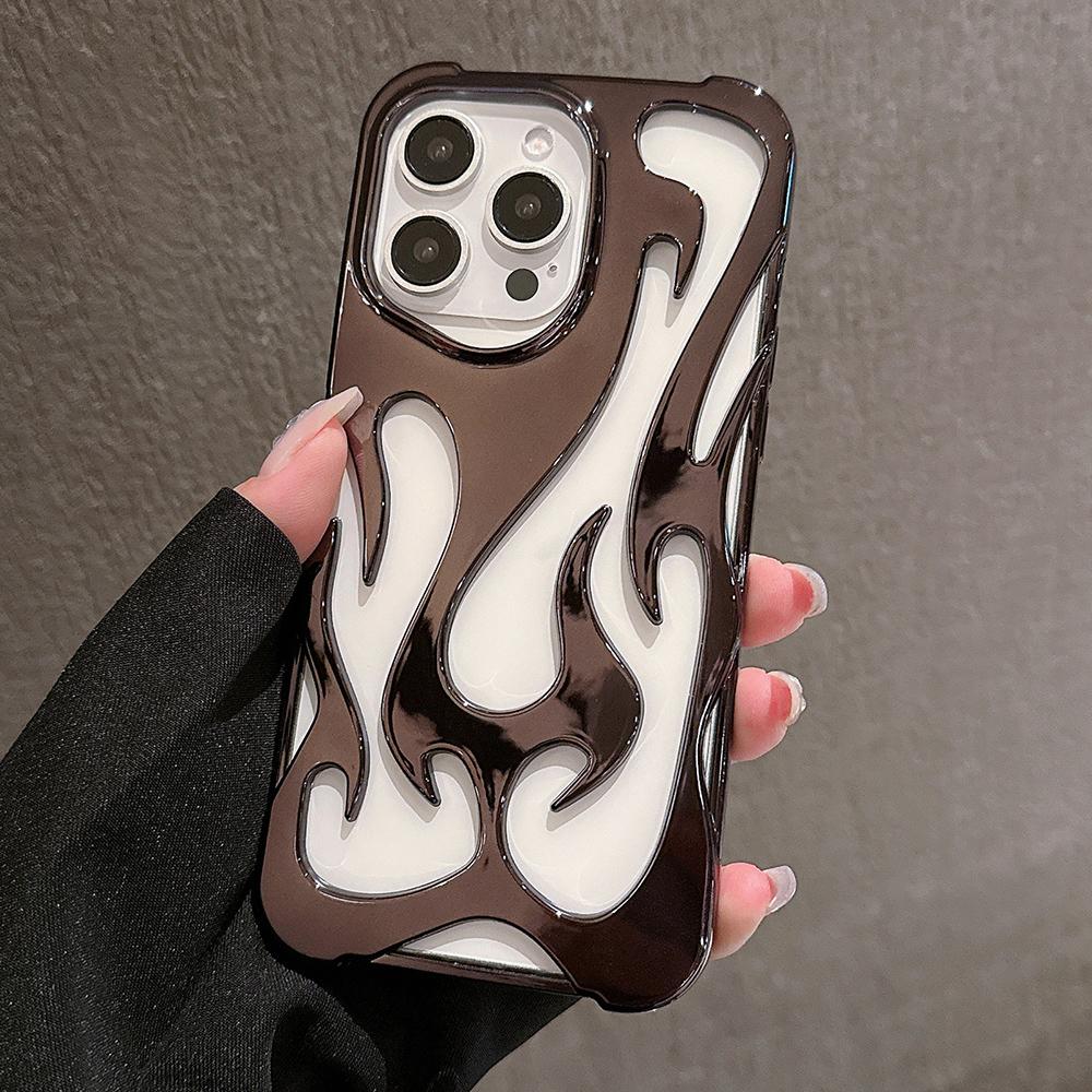

Чехол для iPhone 16 Pro Max с гальваническим покрытием TPU с дизайном Hollow Flame A