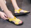 Fashion Cowhide Summer Sandals for Women Solid Color Leather Casual Flat Shoes Slip-on Lazy Shoes 3cm Heels Big Size 40 Beach Sandals