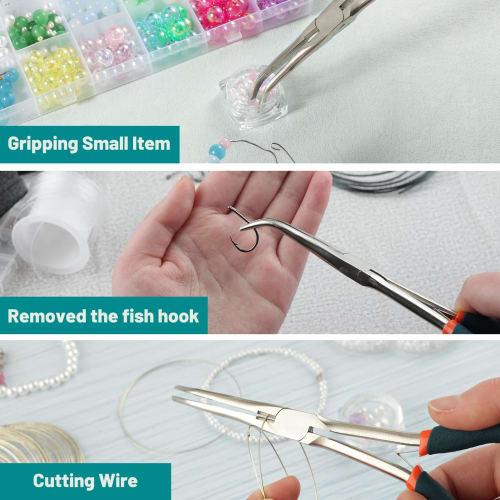 SPEEDWOX Mini Needle-Nose Pliers, Long Bent-Nose Pliers, Needle Remover Pliers, Tweezers, Bent-Nose Pliers, Long Type Wire Craft Pliers with Cutting B