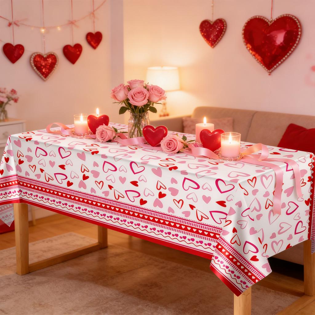 Frohen Valentinstag Tischdecken 1 Packung Herz Rot Kunststoff Partydekorationen 54 X 108 Tischdecke Jubiläum Valentinstag Hochzeit Geburtstag