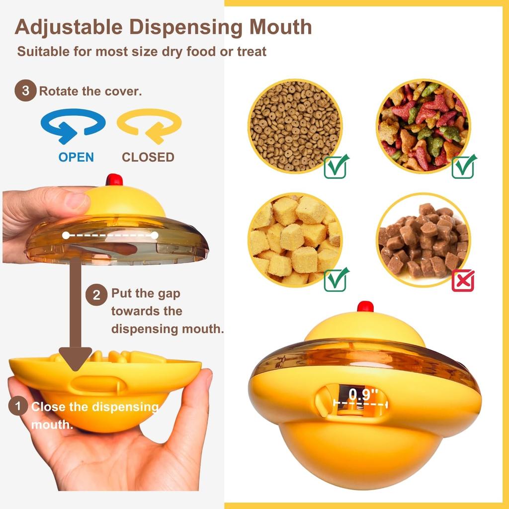Washable Cat Treat Toy with Adjustable Dispensing Mouth Interactvie Slow Feeder Pet Ball Toy