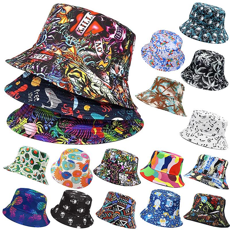 Cappello da Pescatore Stampato Cappelli a Secchiello Stampa Lettere Animali Cappello da Pescatore Cappelli Estivi da Sole Per Donne Uomini Cappello da Pesca Reversibile