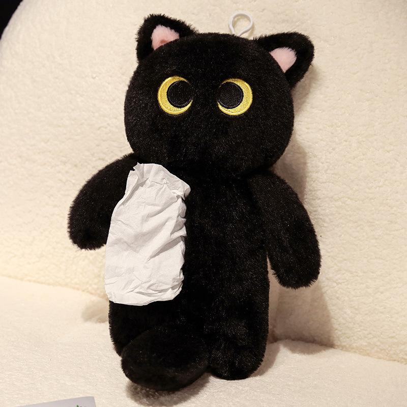 

Creative kitten tissue pumping carton plush toy doll black cat pencil case stationery storage bag rag doll 35cm tissue box (0.1kg)