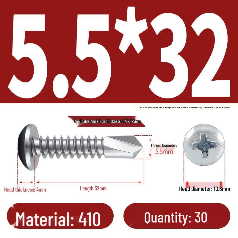 Edelstahl 304 Kreuzschlitz Rundkopf Selbstbohrende & Schneidschrauben, M3.9/M4.8/M5.5 Schwalbenschwanzschrauben