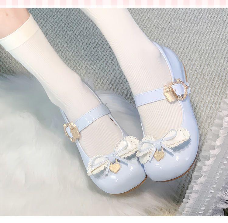 Lolita Schuhe Dopamin kleine Lederschuhe Schleife Lolita Schuhe süßes Puppengefühl niedriger Absatz Einzelne Schuhe