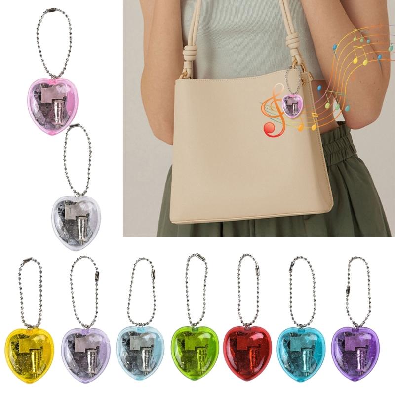 Romance Heart Shaped Music Box Bag Decoration Compact and Portable Pendant with Clear Sound Quality for Loved Ones
