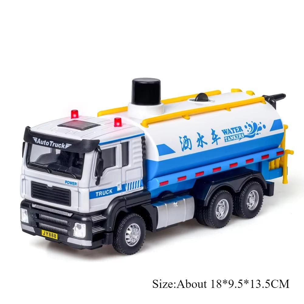 

1: 50 Electric Sweeper Alloy Watering Truck Diecast Model Miniature Toys Car Doors Opened Sound Light Vehices For Children Gifts