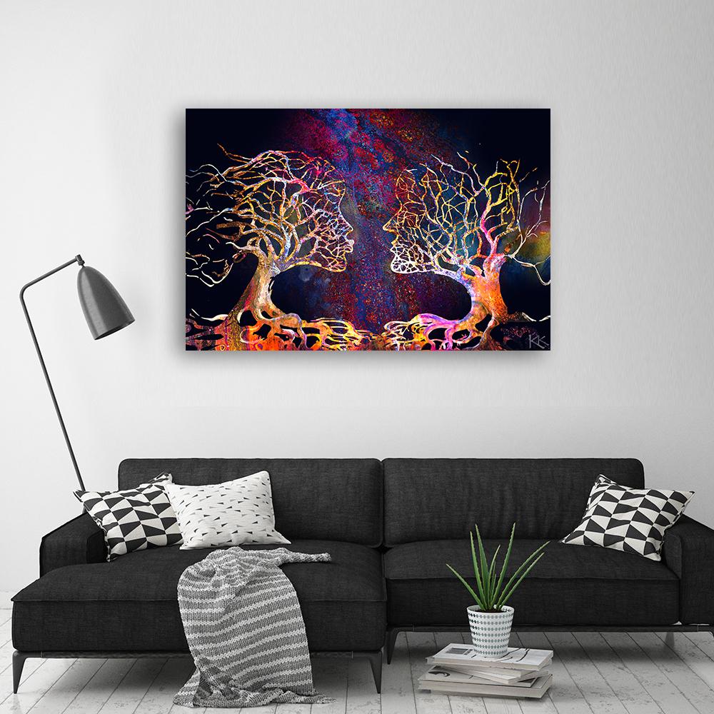 Canvas Print, Pair of Trees Kissing Abstract