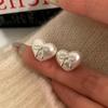 Damen Ohrringe 925 Silber Herz Perle Band