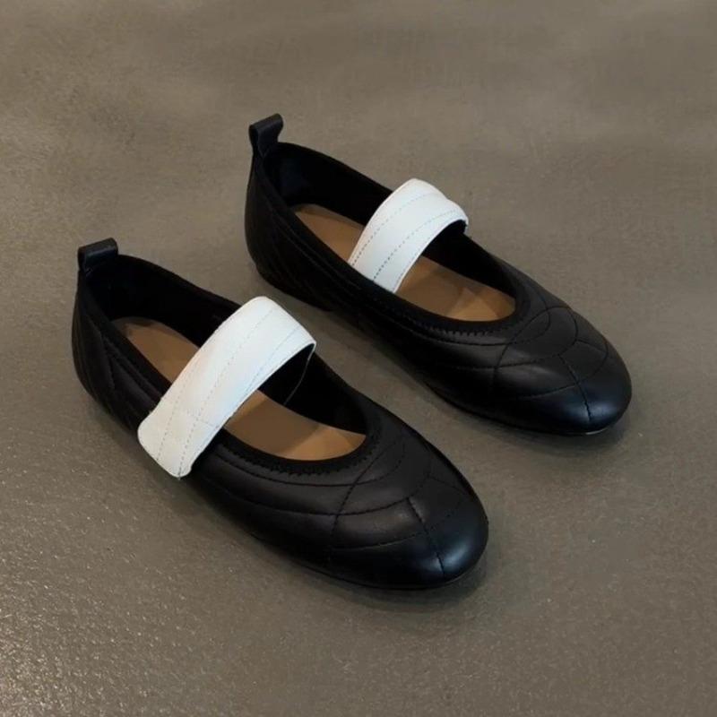 Fashion Spring and Autumn 2025 Round Toe One Word Mary Jane Casual Flat Shoes Women's Singles