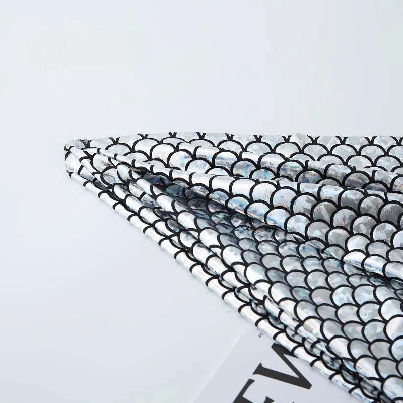 

100x150см Эластичная ткань спандекс с бронзовым напылением в виде рыбьей чешуи, лазерная ткань магического цвета для свадебного танца, сценического костюма 100x150cm