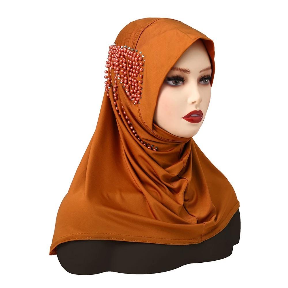 

Full Cover Spandex Instant Hijab Solid Color Breathable Underscarf Elastic Islamic Scarf Islamic Wear