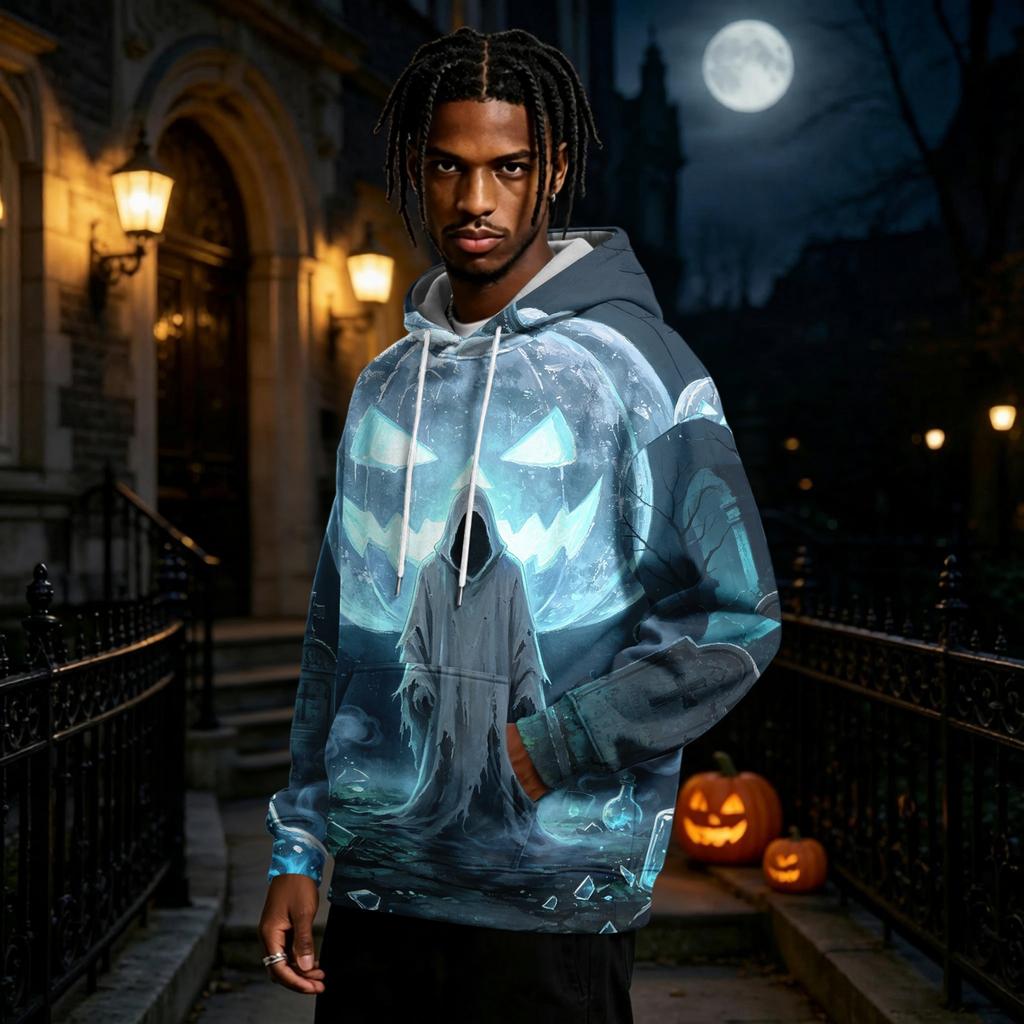 Men's Halloween Print Pullover Hoodie Long Sleeve Sweatshirt
