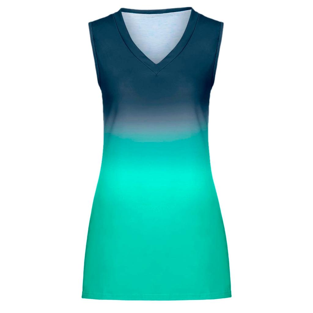 Women's Summer Casual V-Neck Gradient Printed Sleeveless Loose T-Shirt Tank Tops