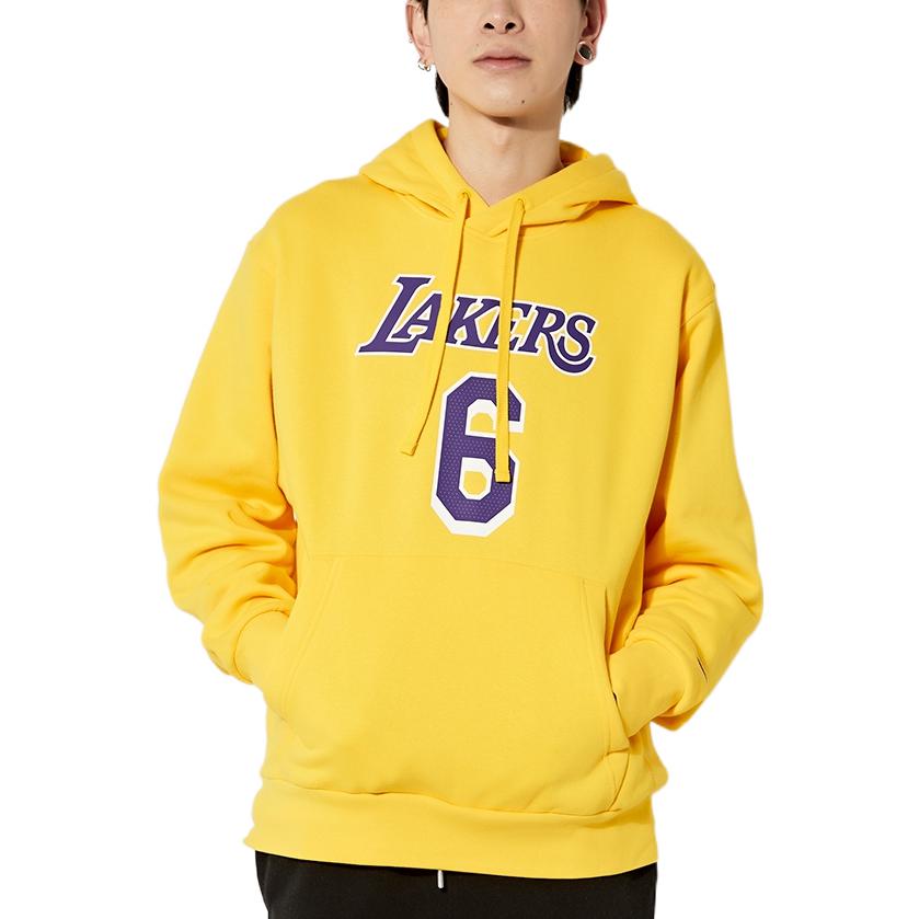 Nike Los Angeles Lakers LeBron James #6 Fleecegefütterter Pullover-Hoodie mit einfarbigem Buchstabendruck Herren-Hoodie Gelb DB1182-728