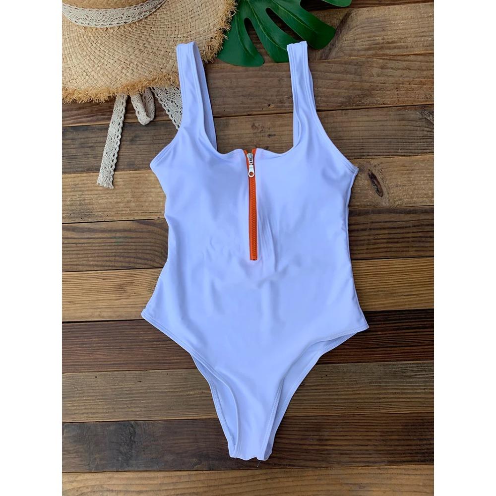 Front Zip Up One Piece Swimsuit Monokini Backless Swimwear One-piece Swimming Suit for Women Summer Trend Beachwear