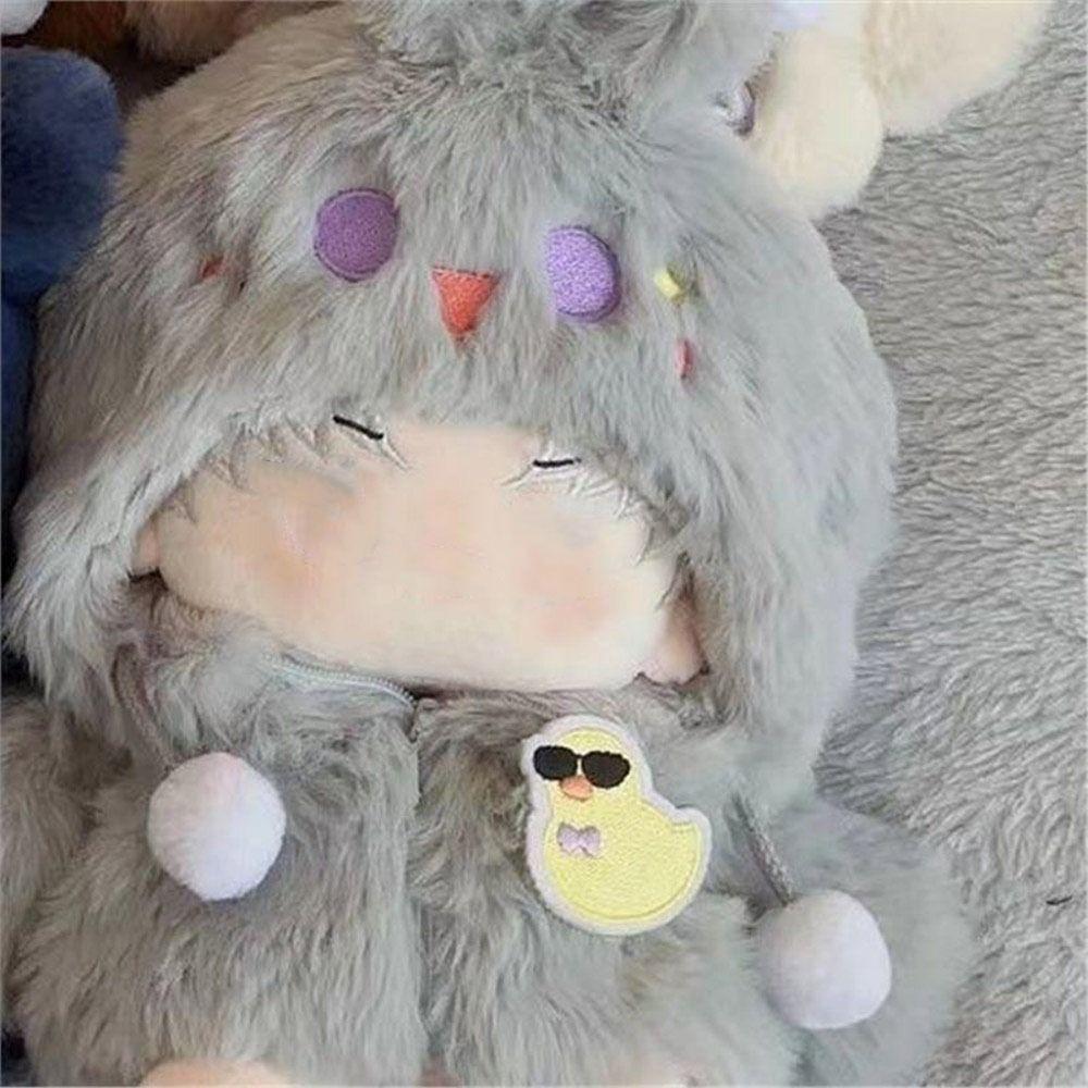 

Fox Rabbit Bear Miniature Hairy Outfits Cartoon Animal Dolls Plush Clothes Cotton Stuffed Doll сірий