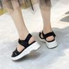 Fashion Summer Women Black Sandals Rhinestone Round Toe Hook Sewing Thread Light Luxury Fashion Water Diamond Sport Causal Shoes