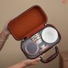 Suet jade porcelain travel tea set Outdoor tea making Kuaike cup Ceramic one pot two cups Business gifts High-end