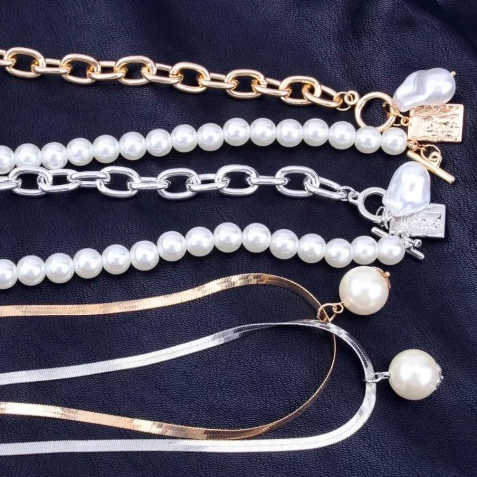 1 Pcs Temperament Alien Pearl Necklace Creative Irregular Chain Clavicle Necklace Female Pendentif Diamant Femme