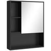 Mirror Bathroom Cabinet with Adjustable Shelves, Storage Bathroom Mirror with Space-Saving Door, Wall Mounting, 60x15x76 Cm, Black