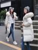Women's Mid-Length Puffer Jacket with Large Fur Collar, 2025 Korean Style, Thickened Cotton Winter Coat, In Stock.