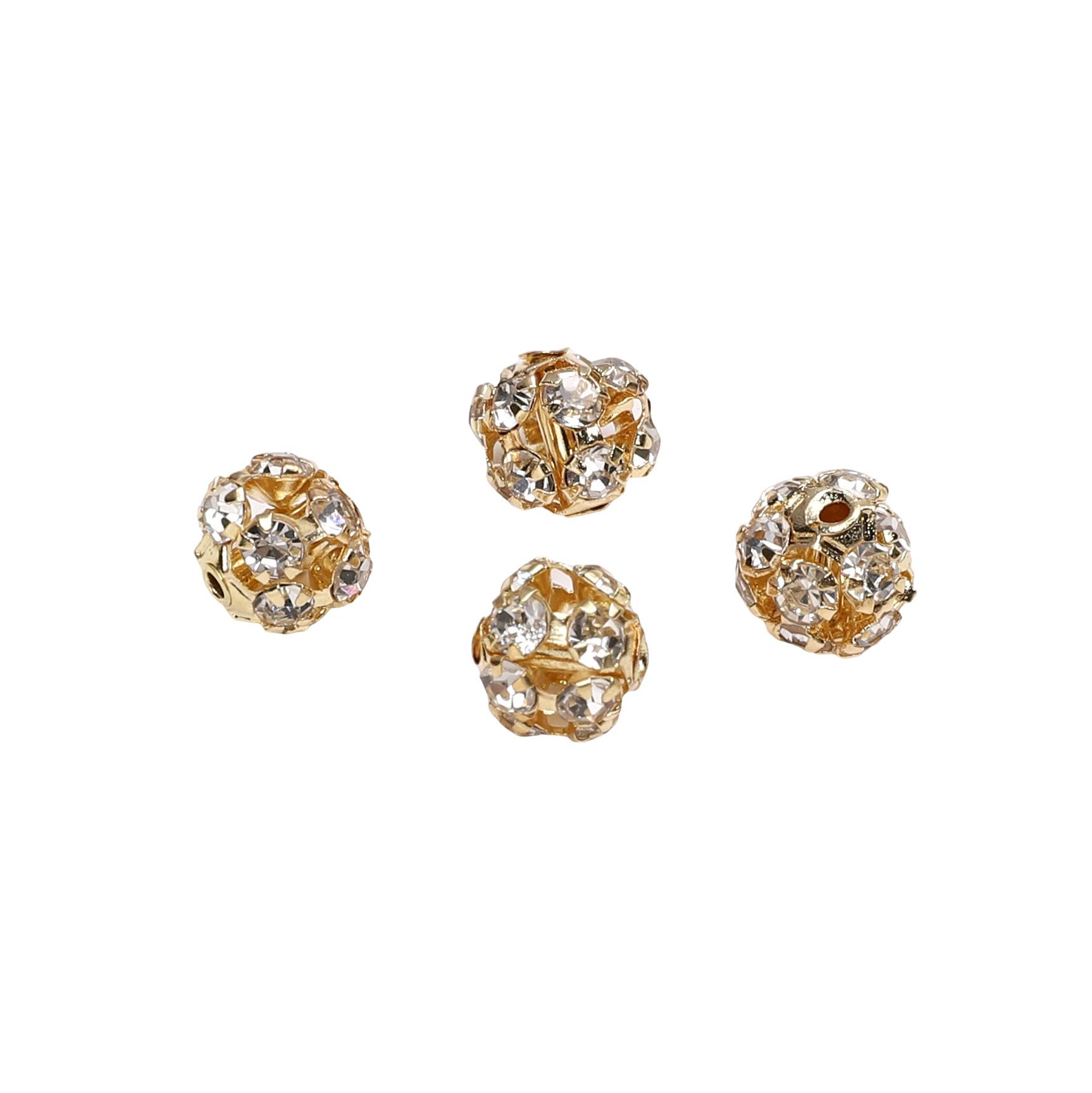 

10 шт. Мідні намистини-кульки з діамантами для виготовлення намиста, браслета, ювелірних виробів своїми руками 8mm золотистий