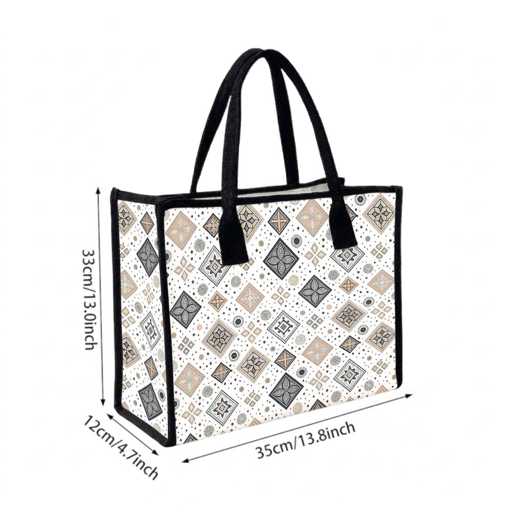 Bohemian Geometric Pattern Large Tote Bag Casual Portable Daily Shoulder Handbag for Women