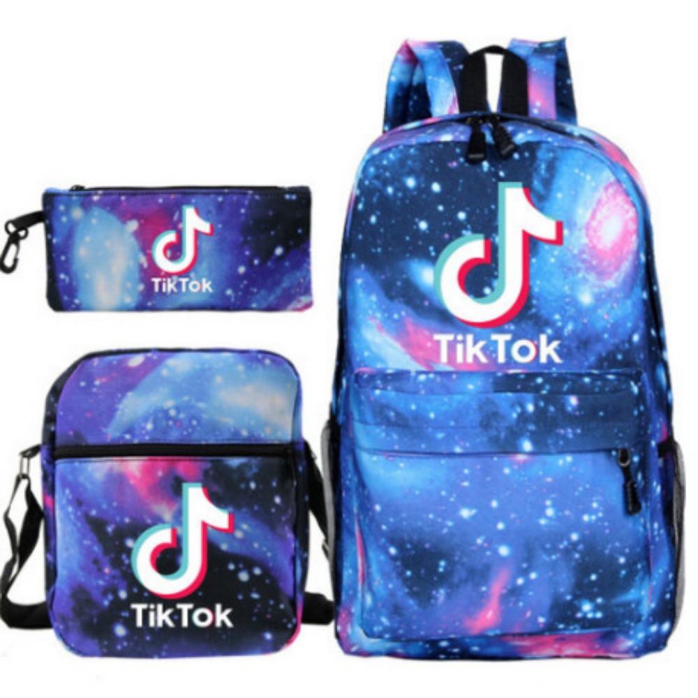 CR7C Luo Backpack Sports Peripheral Printed Backpack Children's Student School Bag Shoulder Bag Pencil Bag Three-piece Set