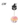 Halloween Cupcake Toppers 8 Pcs Toppers, Black Glitter Witch Hat Pumpkin Cake Topper Picks for Party Supplies, Birthday Decoration Dark