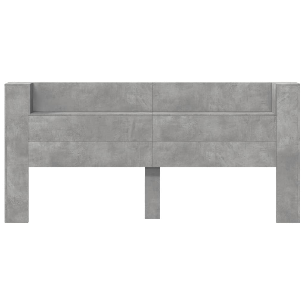 LED Headboard with Shelf Concrete Grey 220 x 16.5 x 103.5 cm