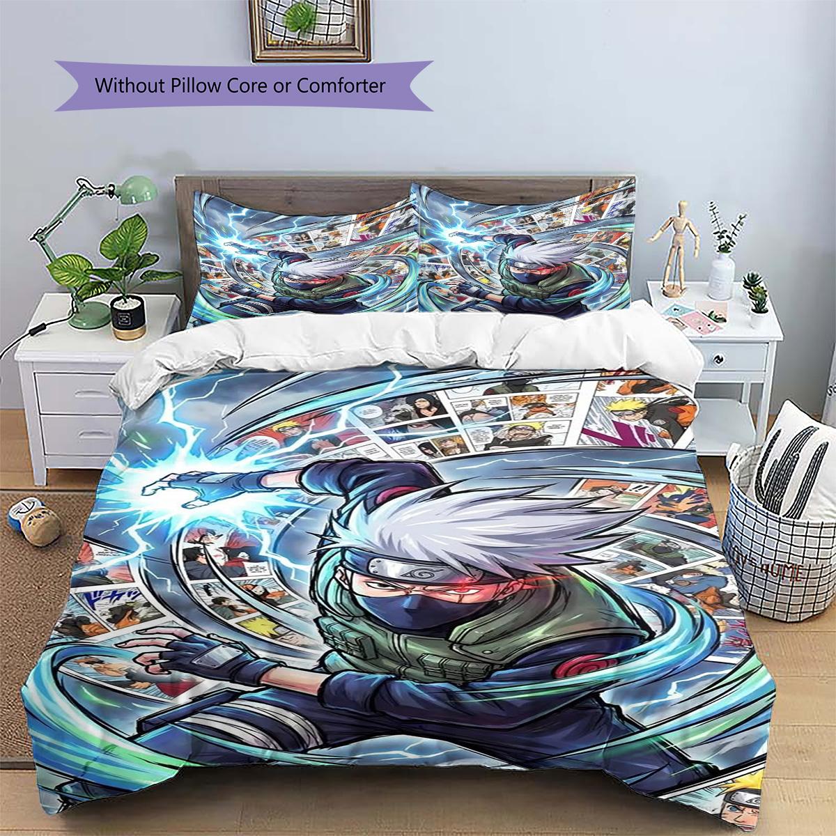 

Kakashi Hatake Patterned Pillowcase & Duvet Cover Set Inspired Bedding for Bedroom Decoration Great Gift for Anime Fans.-TING 135x200cm