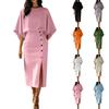 Women's Elegant Sleeve Round Neck Top and High Waist Skirt Two-Piece Set