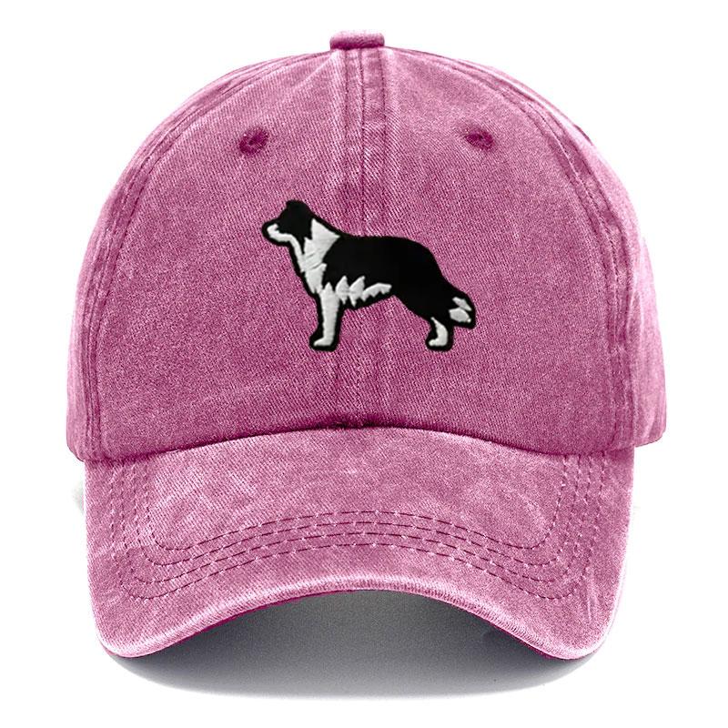 Border Collie Washed Cotton Baseball Cap Vintage Embroidered Stitching Unisex Distressed Adjustable Snapback Hat Casual Animal Lover Gift Daily Hat