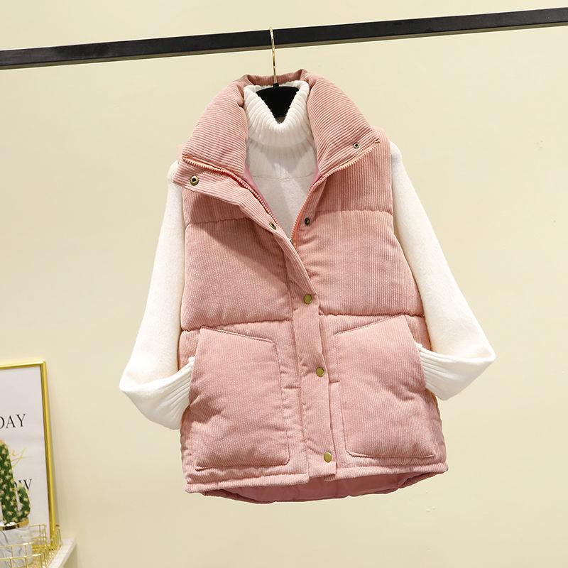 Vesta pro ženy, bavlněná podzimní a zimní bez rukávů, vesta, nadměrná velikost, zahuštěná péřová ležérní vesta